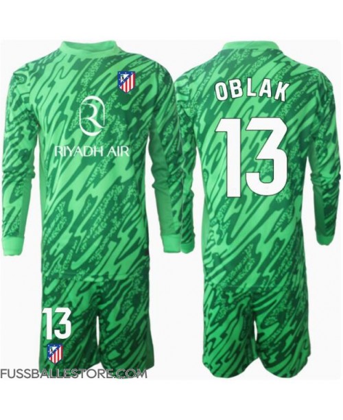 Günstige Atletico Madrid Jan Oblak #13 Torwart Auswärts Trikotsatzt Kinder 2024-25 Langarm (+ Kurze Hosen)